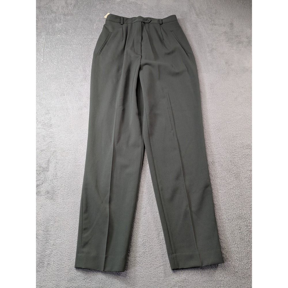 Austin Reed Classics Green 100% Worsted Wool Pleated High Rise Trousers Size 10 - Picture 2 of 14